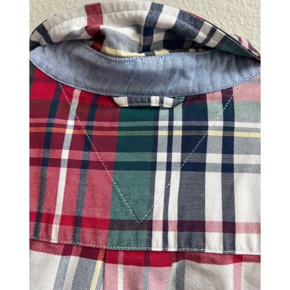 Tommy Hilfiger M plaid button down long sleeve Red Green Blue white pocket SUPER - Picture 5 of 6